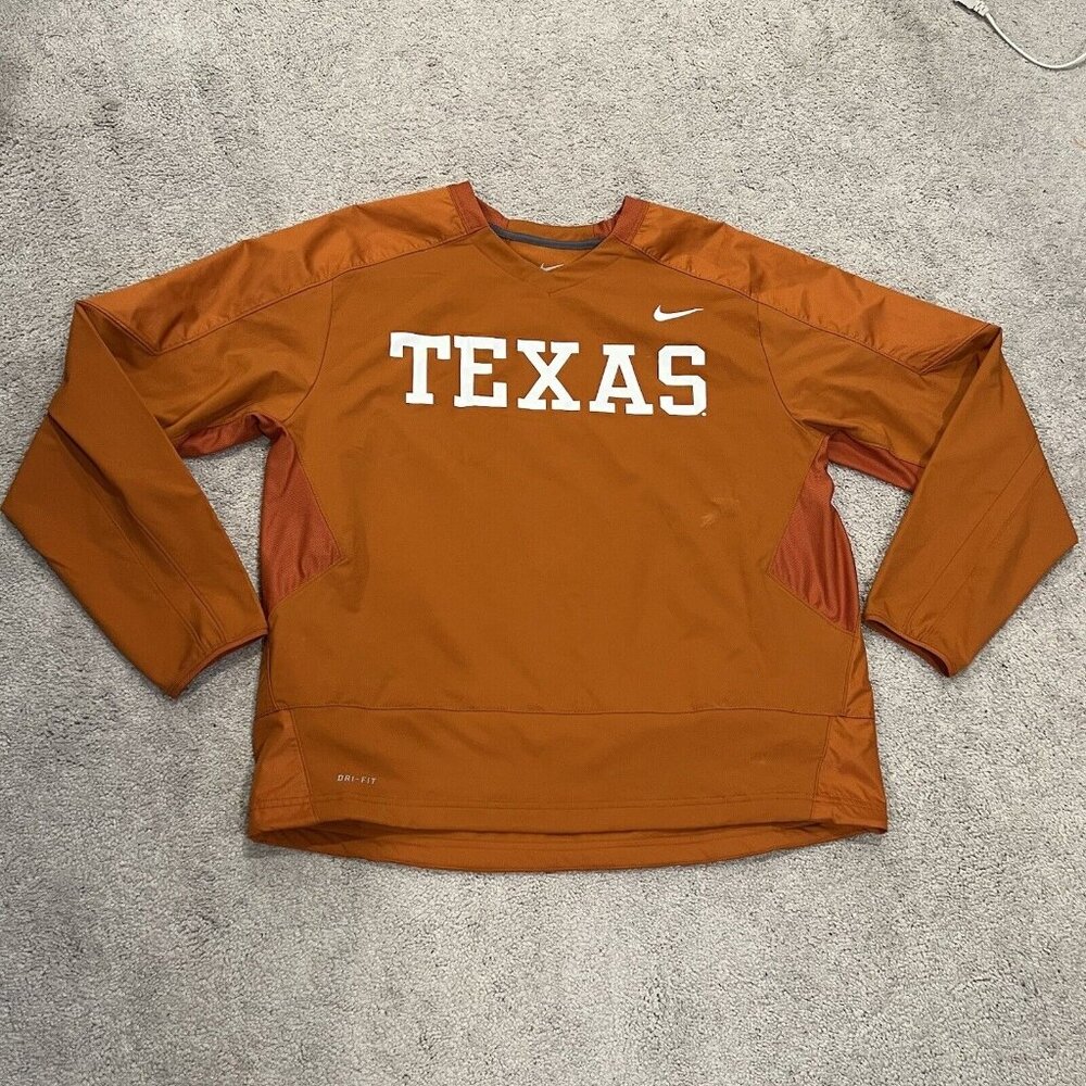 Nike Dri Fit XL Mens TEXAS Jacket Windbreaker Polyester V-Neck Longhorn READ